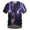 Men's Casual T-shirt with Eye-Catching 3D Printed Cat Pattern – Short Sleeve Comfort!