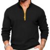 Men's Casual Sporty Color-Block Cardigan Half-Zip Sweater