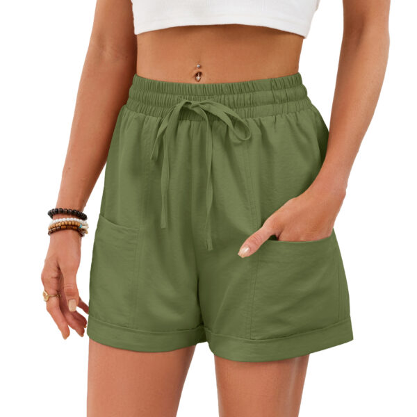 Women's Solid-Color Pocketed Drawstring Elastic-Waist Loose-Fit Shorts