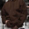 Men's Fashionable Solid-Color Drop-Shoulder Long-Sleeve Hoodie