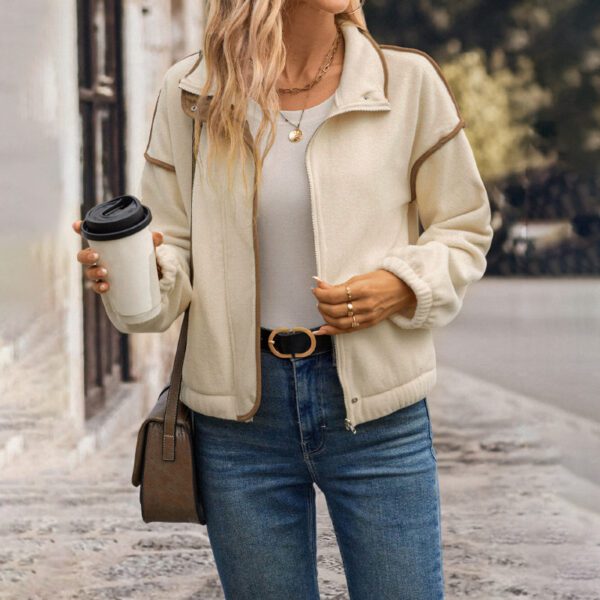 68207266-d48e-4d9b-8fdb-e51b4463795c.jpg Women's Fashionable Contrast-Trim Cardigan Jacket