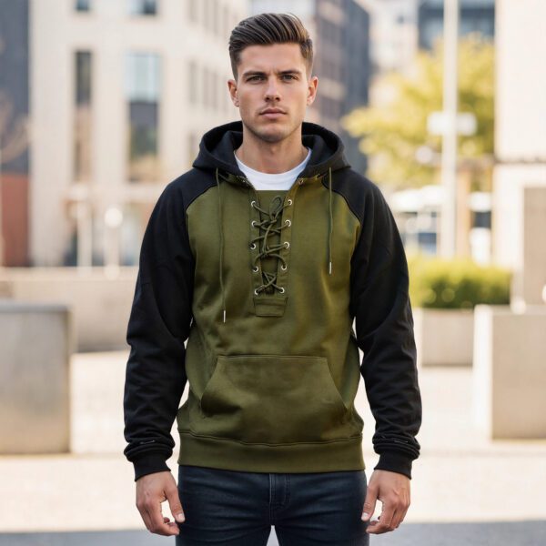 Men's Retro Casual Drawstring Hooded Pullover Sweater