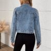 Women's Casual Short Pearl Denim Jacket