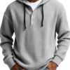 Men's Retro Ribbed Casual Half-Button Hooded Sweater