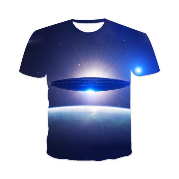 Men's 3D Printed UFO Sci-Fi Casual Short Sleeve T-Shirt