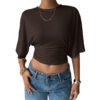 6eaa09b2-4385-4d77-a851-f3e05b9c3520.jpg Women's Solid-Color Cropped Mid-Sleeve Short Fitted Top