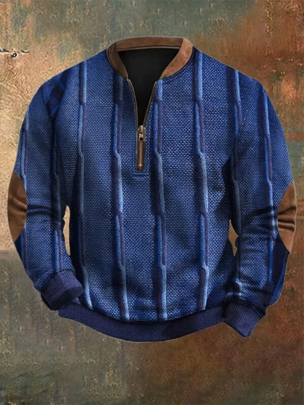 Men's Casual Retro 3D Digital Print Fashion Zip Up Pullover Hoodie