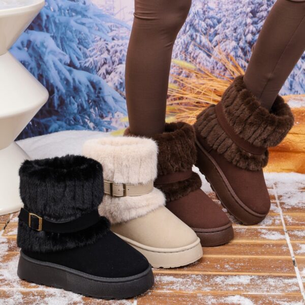 Women's Plus Size Snow Fleece Lined Padded Ankle Boots