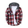 Men's Trendy Buttoned Checkered Trucker Hooded Jacket