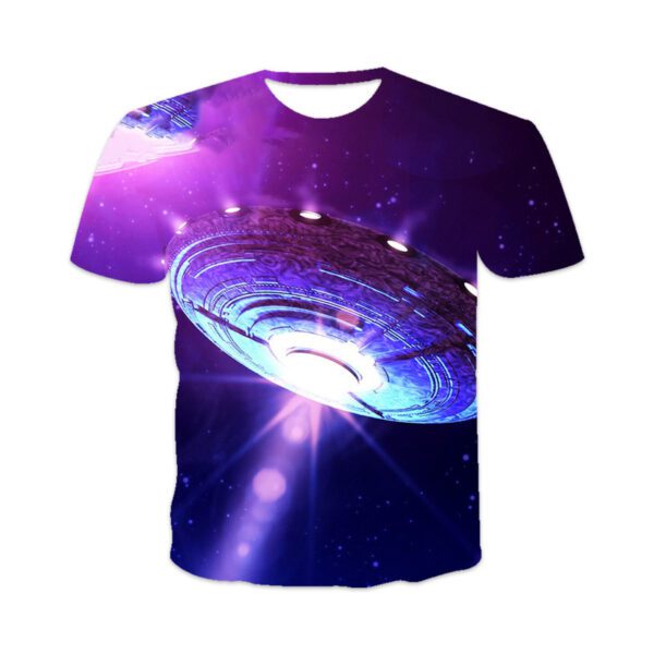 Men's 3D Printed UFO Sci-Fi Casual Short Sleeve T-Shirt