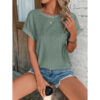 Women's Casual Hollow-Out Mesh Embroidered Batwing Short Sleeve Top