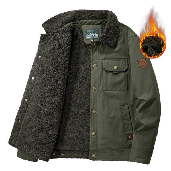 Men's Trendy Casual Cotton Fleece-Lined Lambswool Jacket