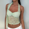 Women's Lace Lightweight Breathable Backless Halter Vest Top