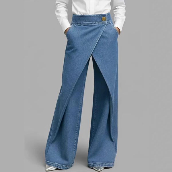 76f5c8cc-a0a2-4a79-8af9-2ee9bb16491d.jpg Women's Fashion Side-Folded Long Pants Jeans