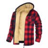 Men's Thick Cotton Checkered Trucker Loose Fit Hooded Zip Jacket