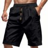 Men's Relaxed Fit Casual Beach Button Cropped Sports Shorts