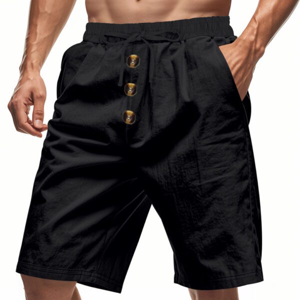 Men's Relaxed Fit Casual Beach Button Cropped Sports Shorts