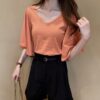 Women's Casual Plus-Size Short-Sleeve Top With Wide Sleeves