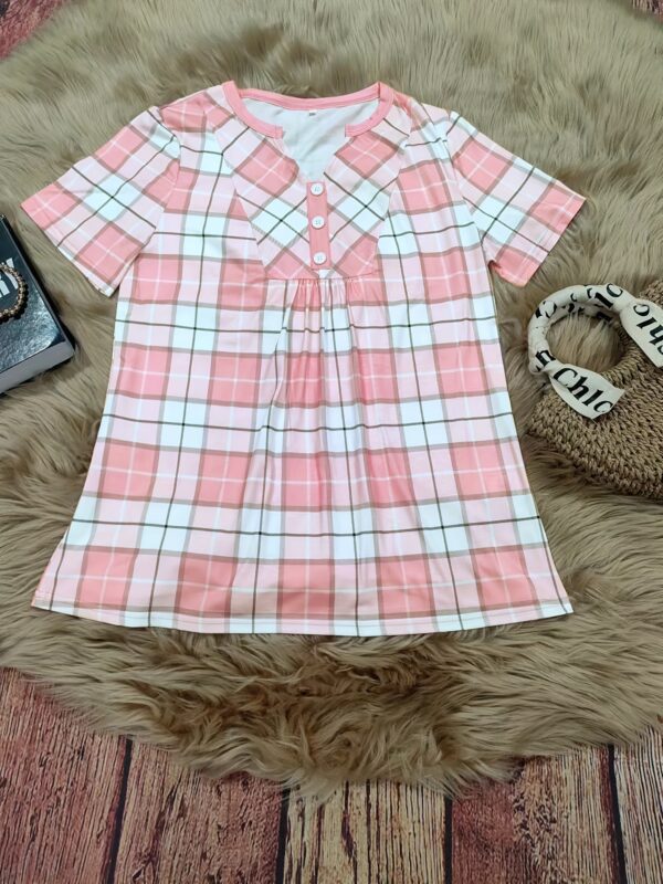 Women's Fashionable V-neck Striped Patchwork Blouse Top