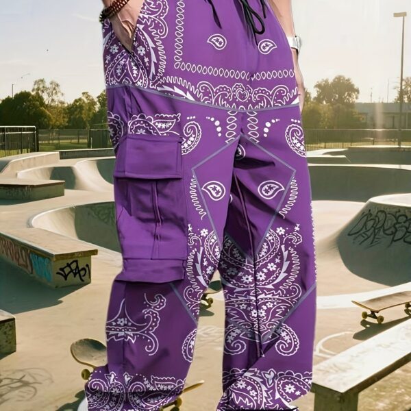 7a4ebcbb-09b1-426c-ae16-28e6fa268c03.jpg Men's Long Loose Fit Casual Cargo Pants With A Drawstring