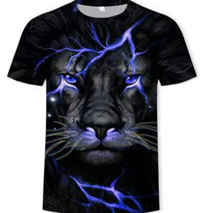 Men's 3D-Printed Wild Animal Graphic Short Sleeve T-Shirt for Casual Wear