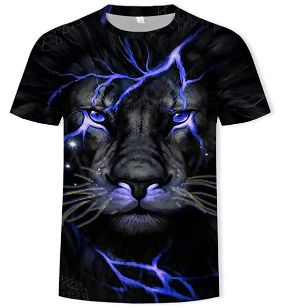 Men's 3D-Printed Wild Animal Graphic Short Sleeve T-Shirt for Casual Wear