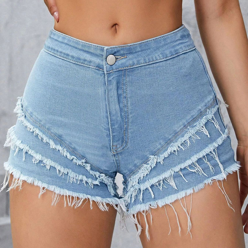 Women's Slim-Fit Stretchy Minimalist Patchwork Denim Shorts