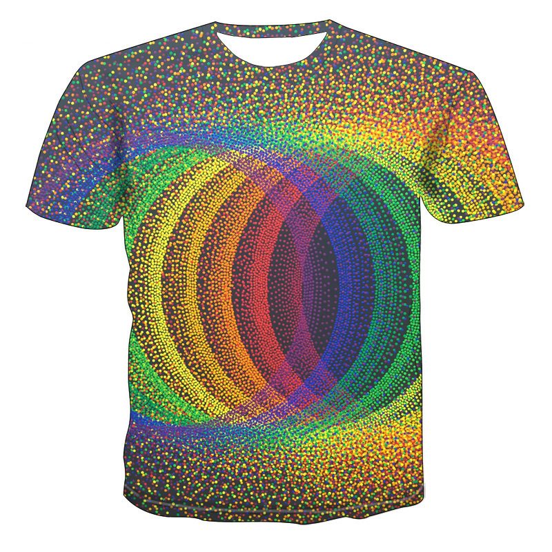 Men's Casual Short Sleeve T-shirt with Striking 3D Printed Abstract Design