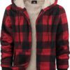 Men's Thick Cotton Checkered Trucker Loose Fit Hooded Zip Jacket