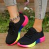 Women's Plus Size Rainbow Low-Top Lace-Up Shoes