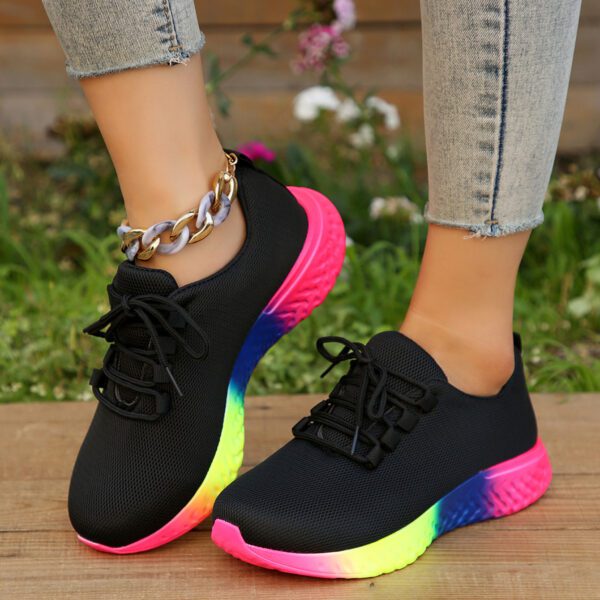 Women's Plus Size Rainbow Low-Top Lace-Up Shoes