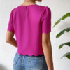 Women's Trendy Solid Color Casual Scalloped Crop-Top