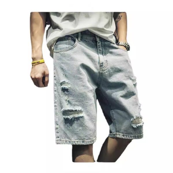 Men's Casual Trendy Relaxed Fit Ripped Denim Pants