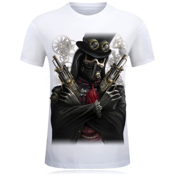 Men's Casual Trendy 3D Printed Dystopian Gunslinger Short Sleeve T-shirt
