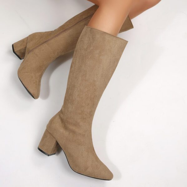 Women's Fashionable Solid-Color Round-Toe Side-Zip Over-the-Knee Boots