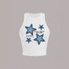 Women's Casual Star Printed Minimalist Slim-fit Cropped Top
