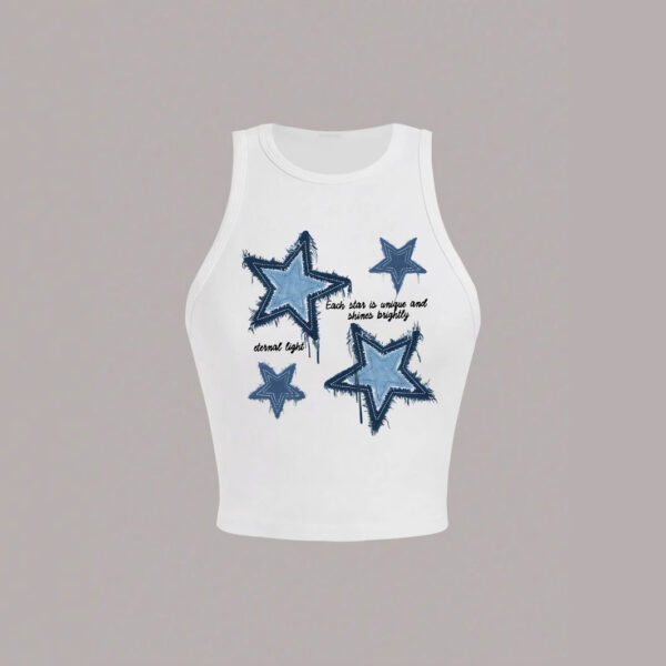 Women's Casual Star Printed Minimalist Slim-fit Cropped Top