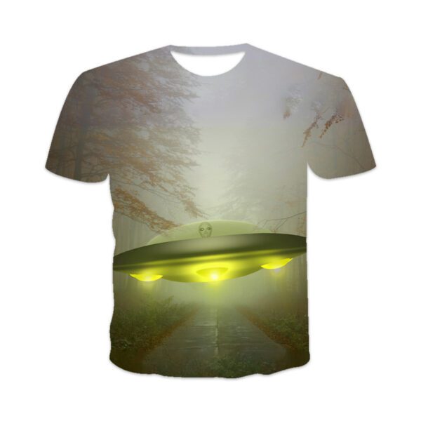 Men's 3D Printed UFO Sci-Fi Casual Short Sleeve T-Shirt