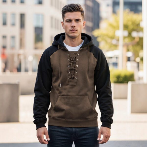 Men's Retro Casual Drawstring Hooded Pullover Sweater