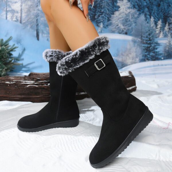Women's Winter Chunky-Soled Flat-Heeled Furry Snow Boots
