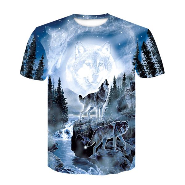 Men's 3D Digital Printed Animal Round Neck Casual Short Sleeve T-shirt