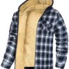 Men's Thick Cotton Checkered Trucker Loose Fit Hooded Zip Jacket