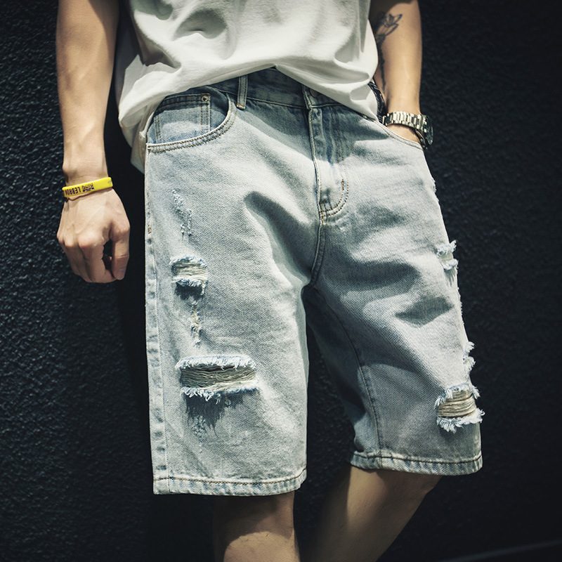 Men's Casual Trendy Relaxed Fit Ripped Denim Pants