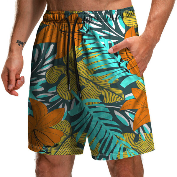 Men's Summer Fashion 3D Printed Leaf Series 3D Printed Casual Beach Shorts