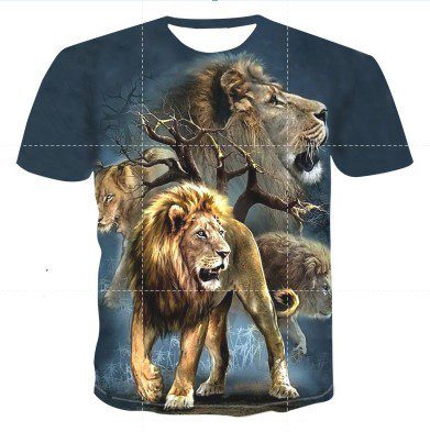 Men's 3D-Printed Wild Animal Graphic Short Sleeve T-Shirt for Casual Wear