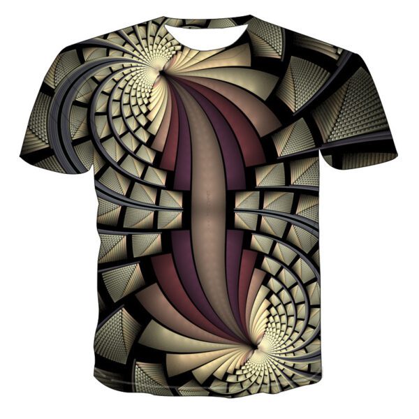 Men's Casual Short Sleeve T-shirt with Striking 3D Printed Abstract Design