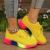 Women's Plus Size Rainbow Low-Top Lace-Up Shoes