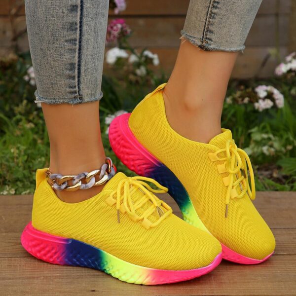 Women's Plus Size Rainbow Low-Top Lace-Up Shoes