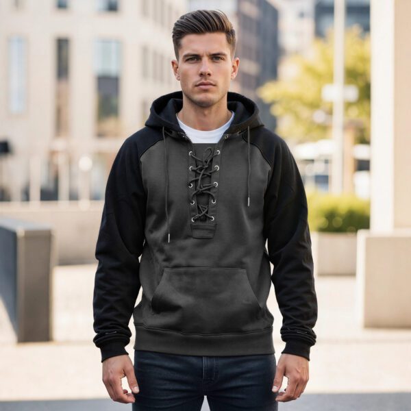 Men's Retro Casual Drawstring Hooded Pullover Sweater