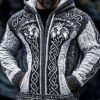 Men's Zippered Trendy Casual Dual Pocket Printed Hoodie